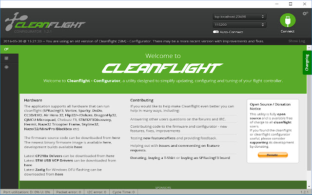 Cleanflight [SIM] Configurator  from Chrome web store to be run with OffiDocs Chromium online